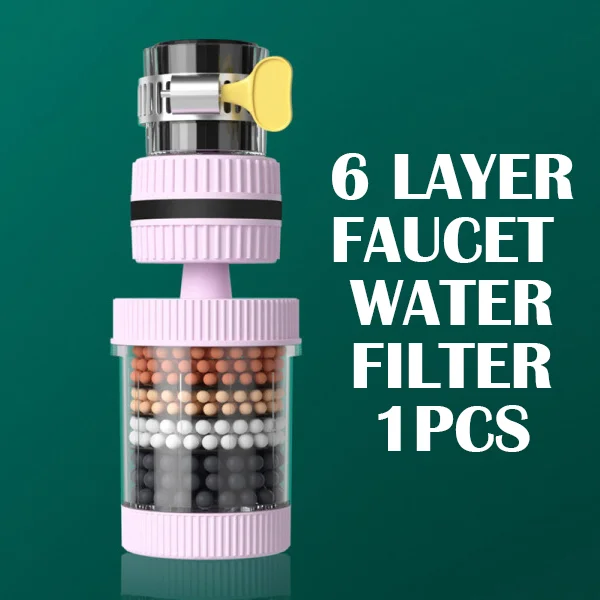 (1 পিস) 6 লেয়ার ফসেট ওয়াটার ফিল্টার 360 Degree Rotation