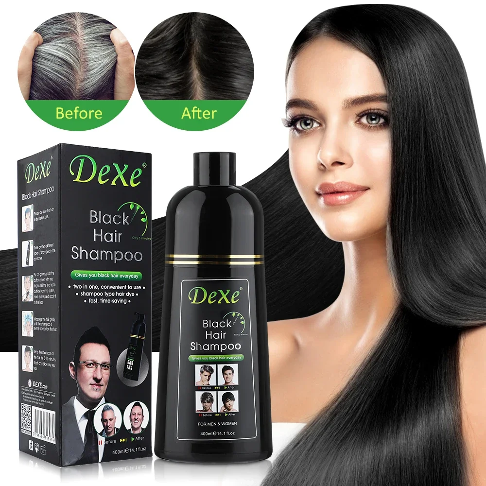 Dexe Natural Black Hair Color Dye Shampoo 400ml